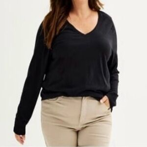 Sonoma Goods For Life V-Neck Long Sleeve Tee Size 0X